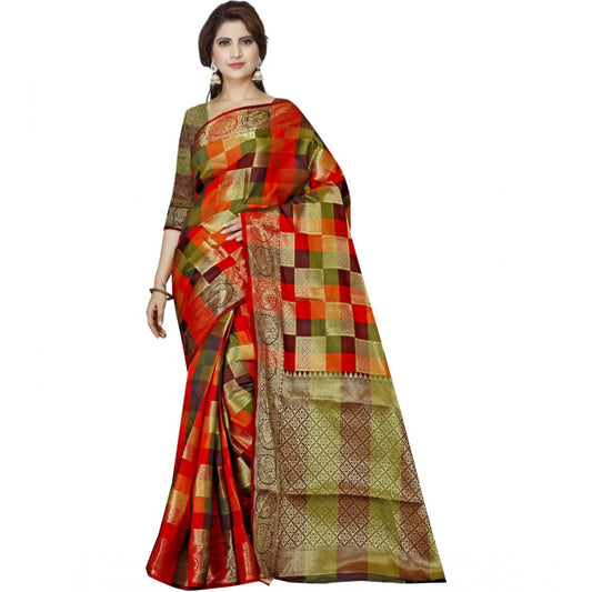 Amfyn Women's Jacquard Woven Saree With Unstitched Blouse 5.5Mtr (Multicolor)