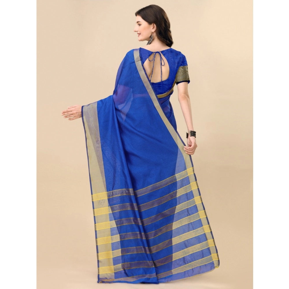 Amfyn Women's Cotton Silk Striped Saree With Unstitched Blouse 5.5Mtr (Multicolor)