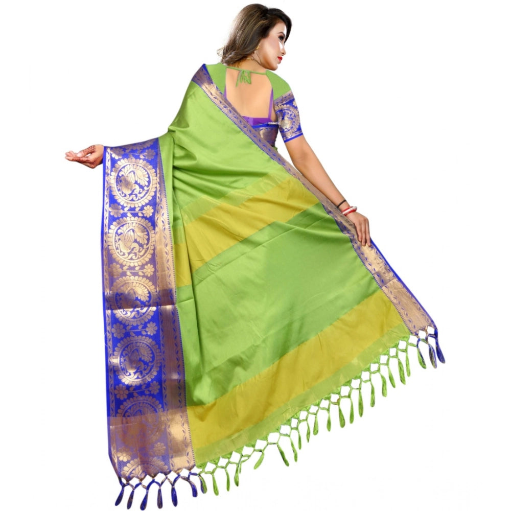 Amfyn Women's Jacquard Woven Saree With Unstitched Blouse 5.5Mtr (Green)