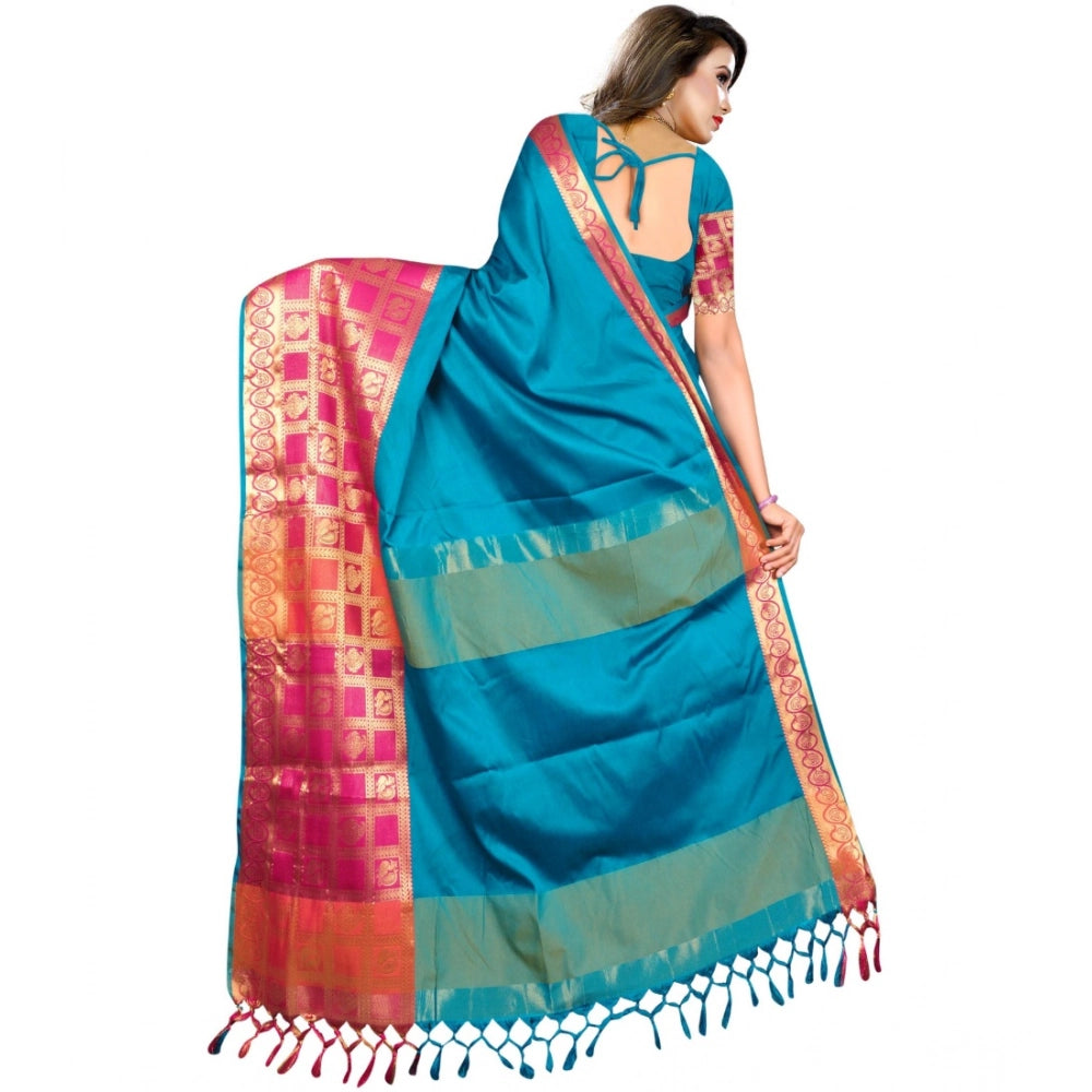Amfyn Women's Jacquard Woven Saree With Unstitched Blouse 5.5Mtr (Multicolor)