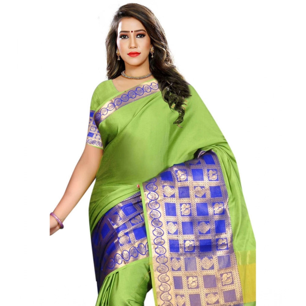 Amfyn Women's Jacquard Woven Saree With Unstitched Blouse 5.5Mtr (Green)