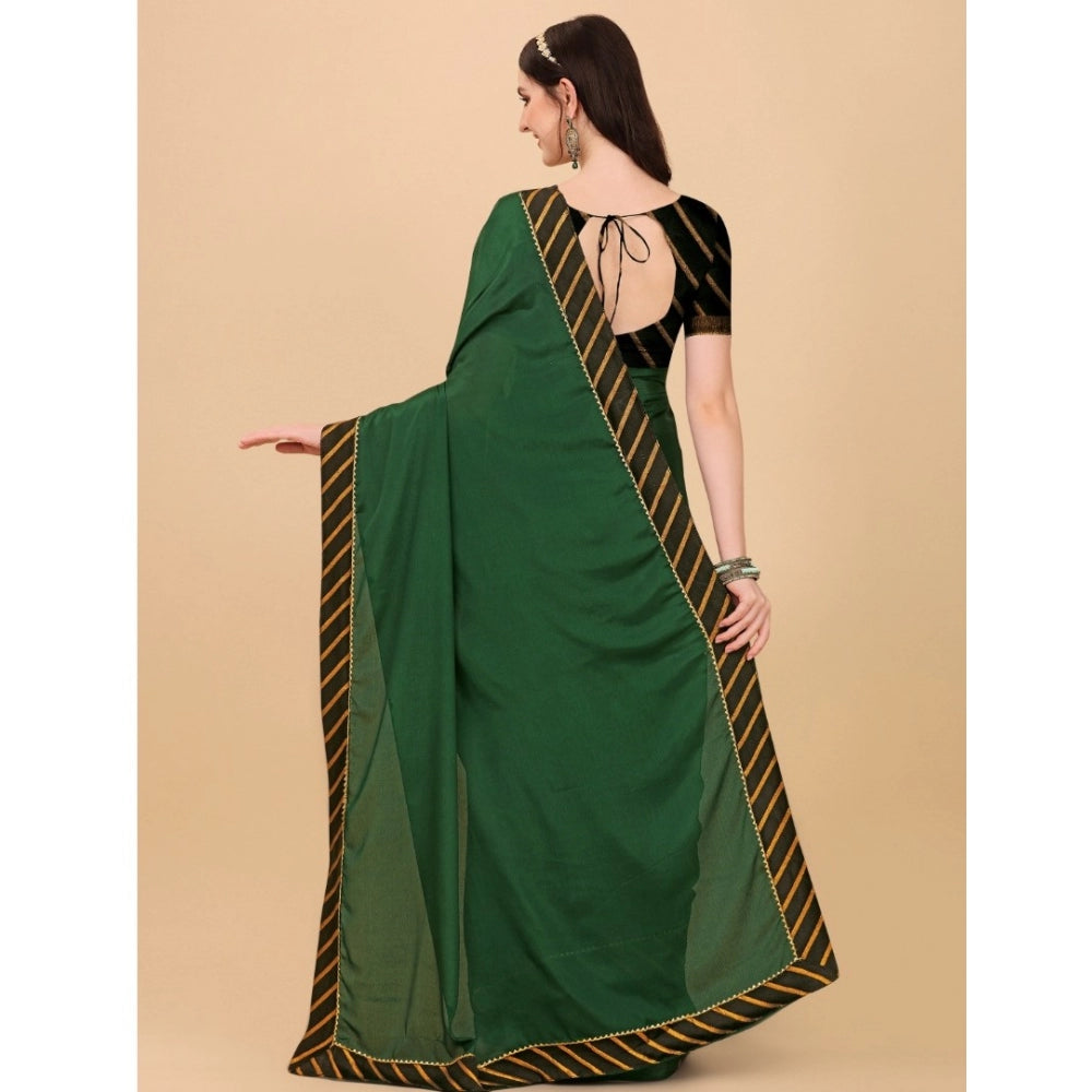 Amfyn Women's Chiffon Self Design Saree With Unstitched Blouse 5.5Mtr (Green)