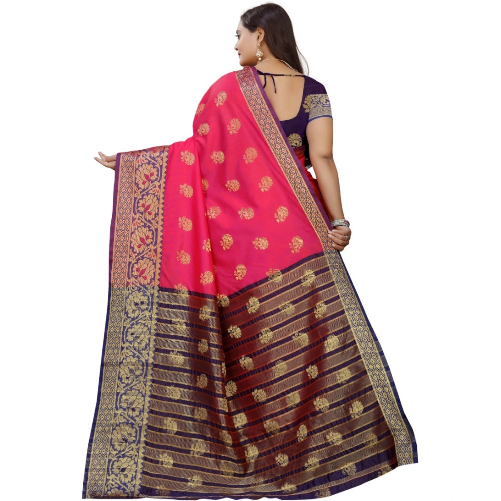 Amfyn Women's Silk Blend Woven Saree With Unstitched Blouse 5.5Mtr (Multicolor)
