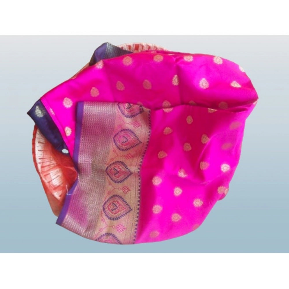 Amfyn Women's Silk Blend Woven Saree With Unstitched Blouse 5.5Mtr (Pink)