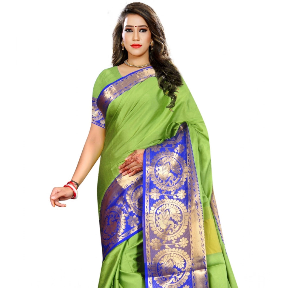 Amfyn Women's Jacquard Woven Saree With Unstitched Blouse 5.5Mtr (Green)