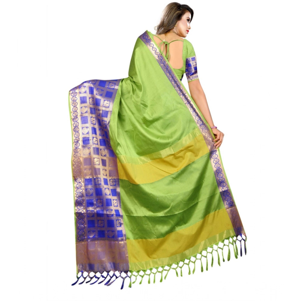Amfyn Women's Jacquard Woven Saree With Unstitched Blouse 5.5Mtr (Green)