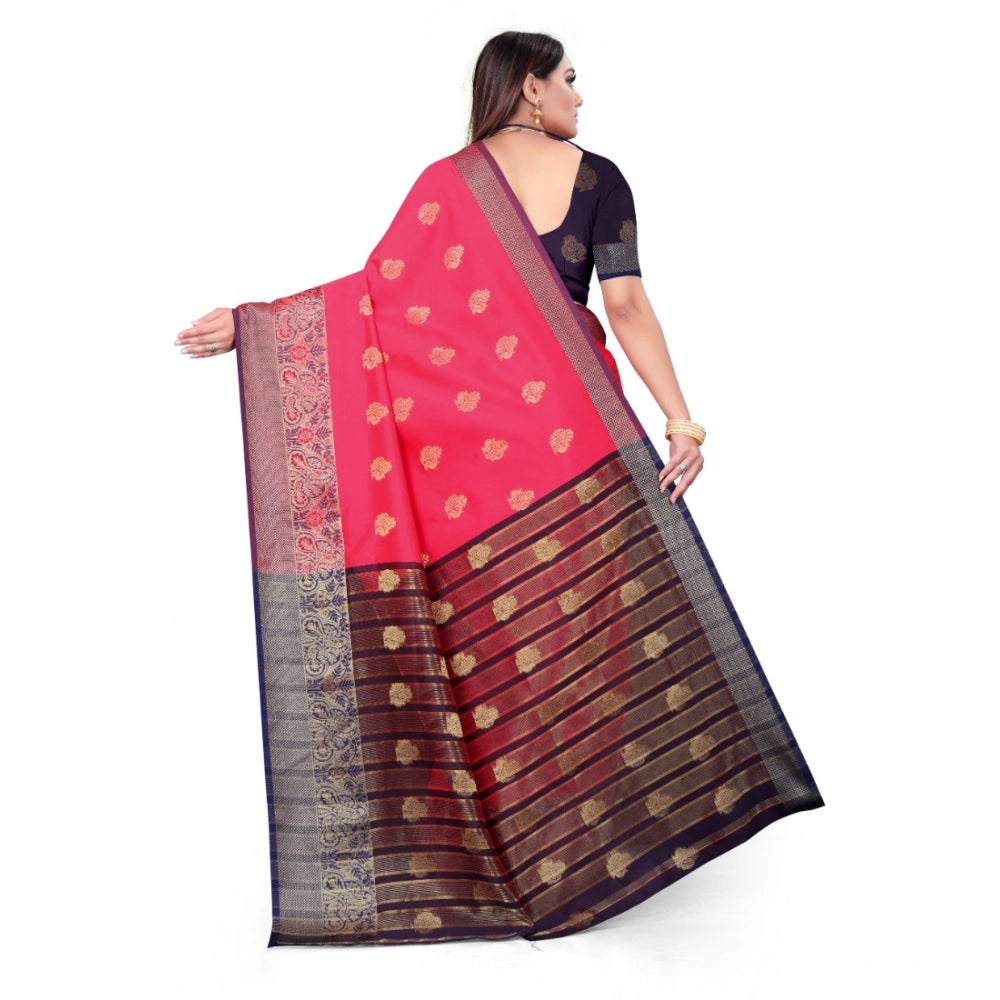 Amfyn Women's Silk Blend Woven Saree With Unstitched Blouse 5.5Mtr (Multicolor)
