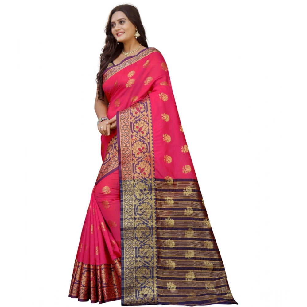 Amfyn Women's Silk Blend Woven Saree With Unstitched Blouse 5.5Mtr (Multicolor)