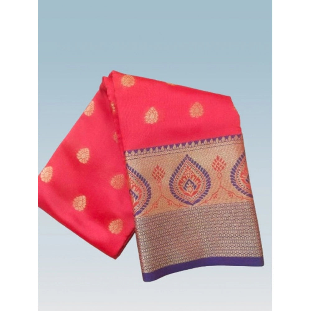 Amfyn Women's Silk Blend Woven Saree With Unstitched Blouse 5.5Mtr (Red)