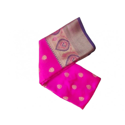 Amfyn Women's Silk Blend Woven Saree With Unstitched Blouse 5.5Mtr (Pink)