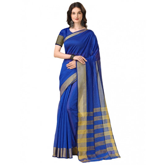 Amfyn Women's Cotton Silk Striped Saree With Unstitched Blouse 5.5Mtr (Multicolor)