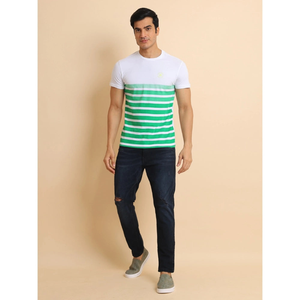 Amfyn Men's Casual Cotton Printed Round Neck Half Sleeve T-Shirt (Green)