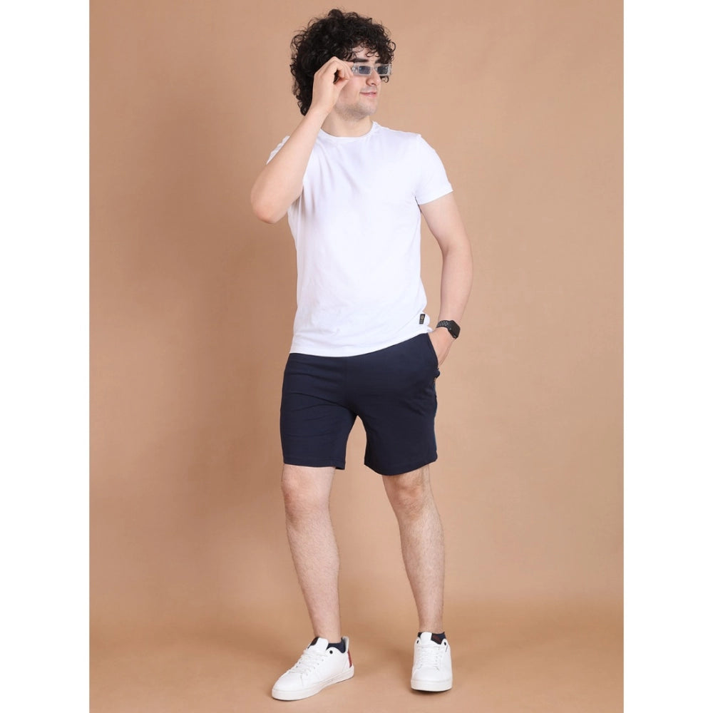 Amfyn Men's Casual Cotton Striped Above knee Shorts (Navy)