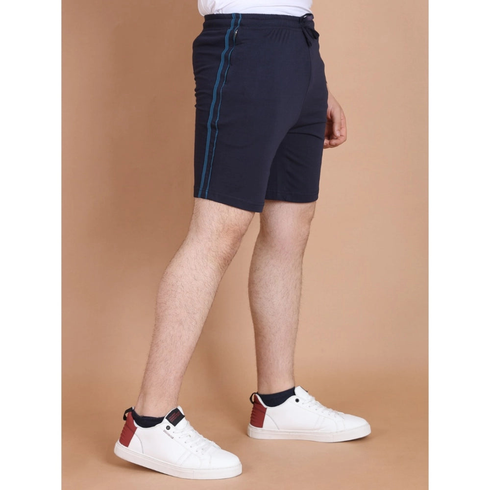 Amfyn Men's Casual Cotton Striped Above knee Shorts (Navy)