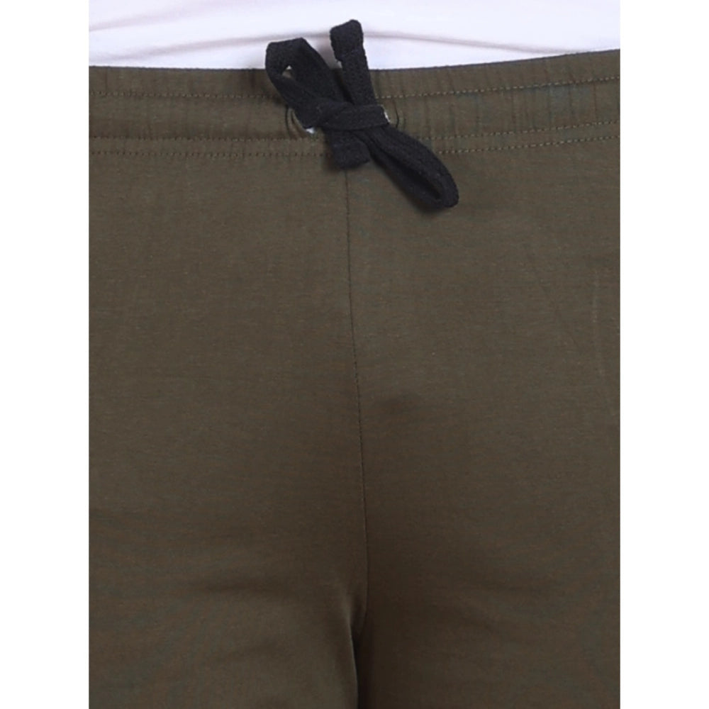 Amfyn Men's Casual Cotton Striped Above knee Shorts (Olive)