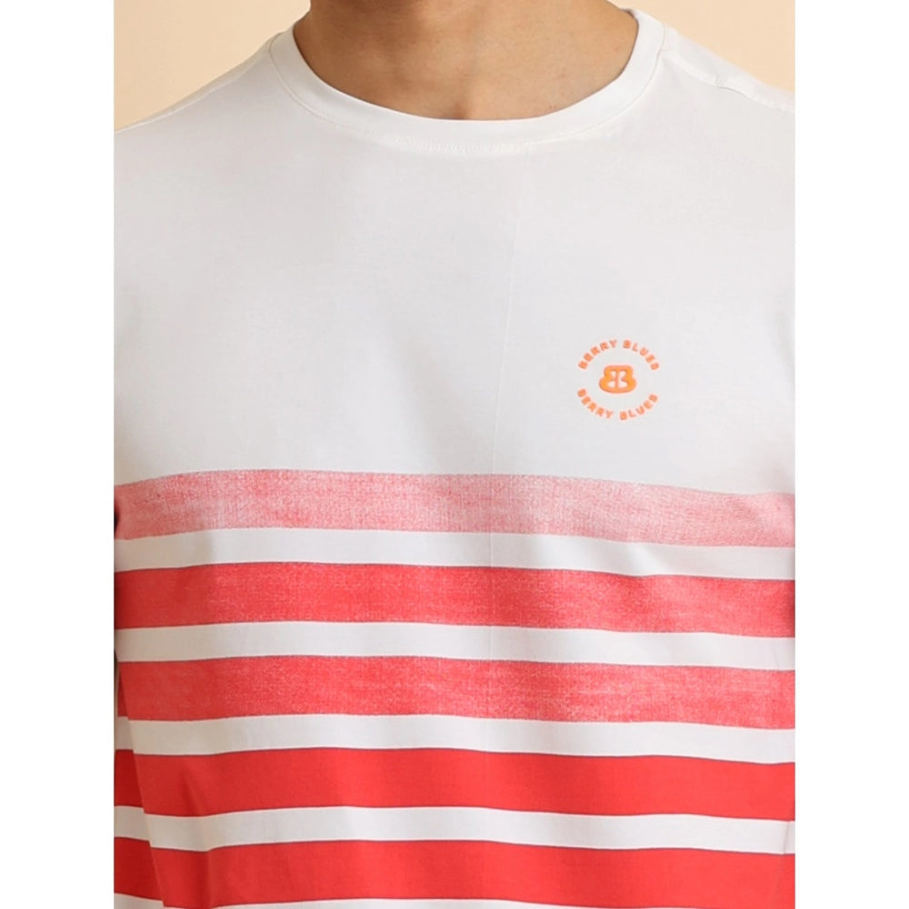 Amfyn Men's Casual Cotton Printed Round Neck Half Sleeve T-Shirt (Red)