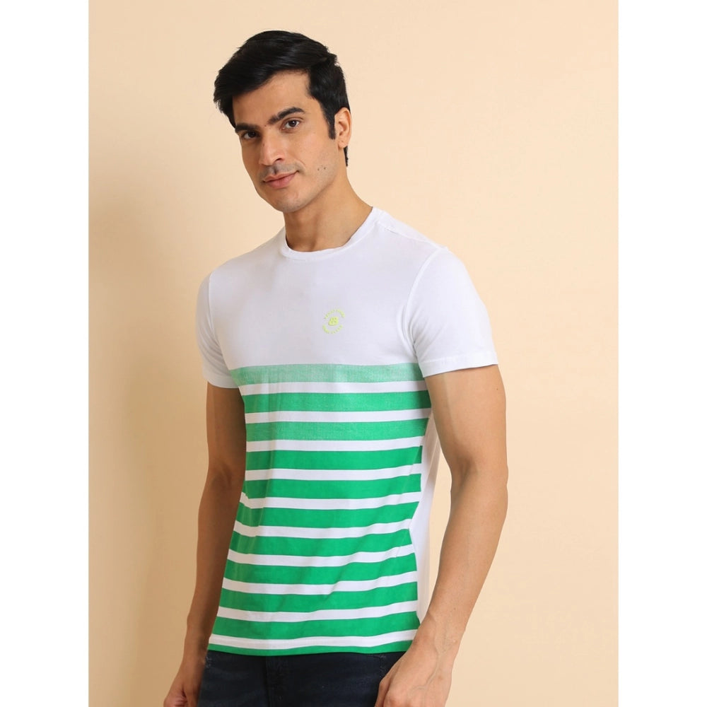 Amfyn Men's Casual Cotton Printed Round Neck Half Sleeve T-Shirt (Green)