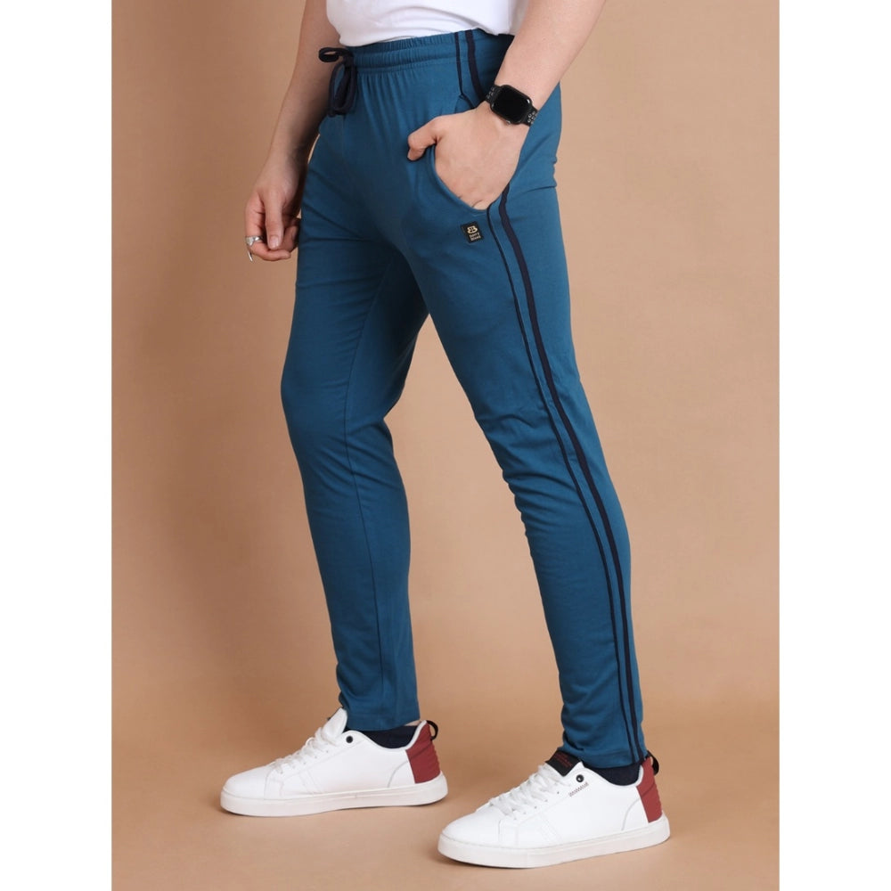 Amfyn Men's Casual Cotton Striped Full Length Track Pant (Blue)