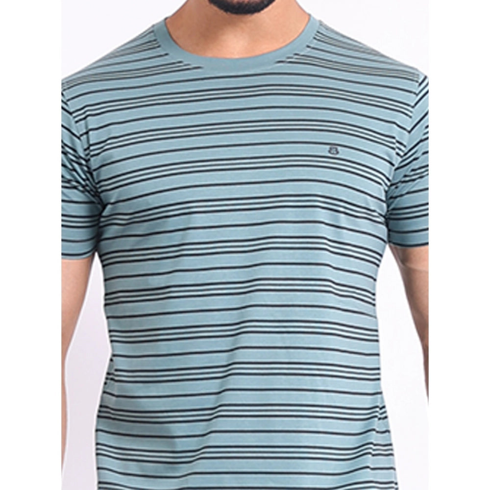 Amfyn Men's Casual Cotton Printed Round Neck Half Sleeve T-Shirt (Gery)
