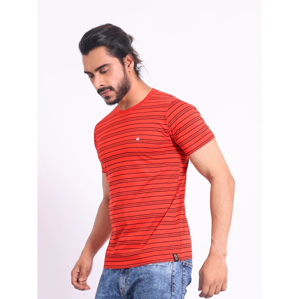 Amfyn Men's Casual Cotton Printed Round Neck Half Sleeve T-Shirt (Red)