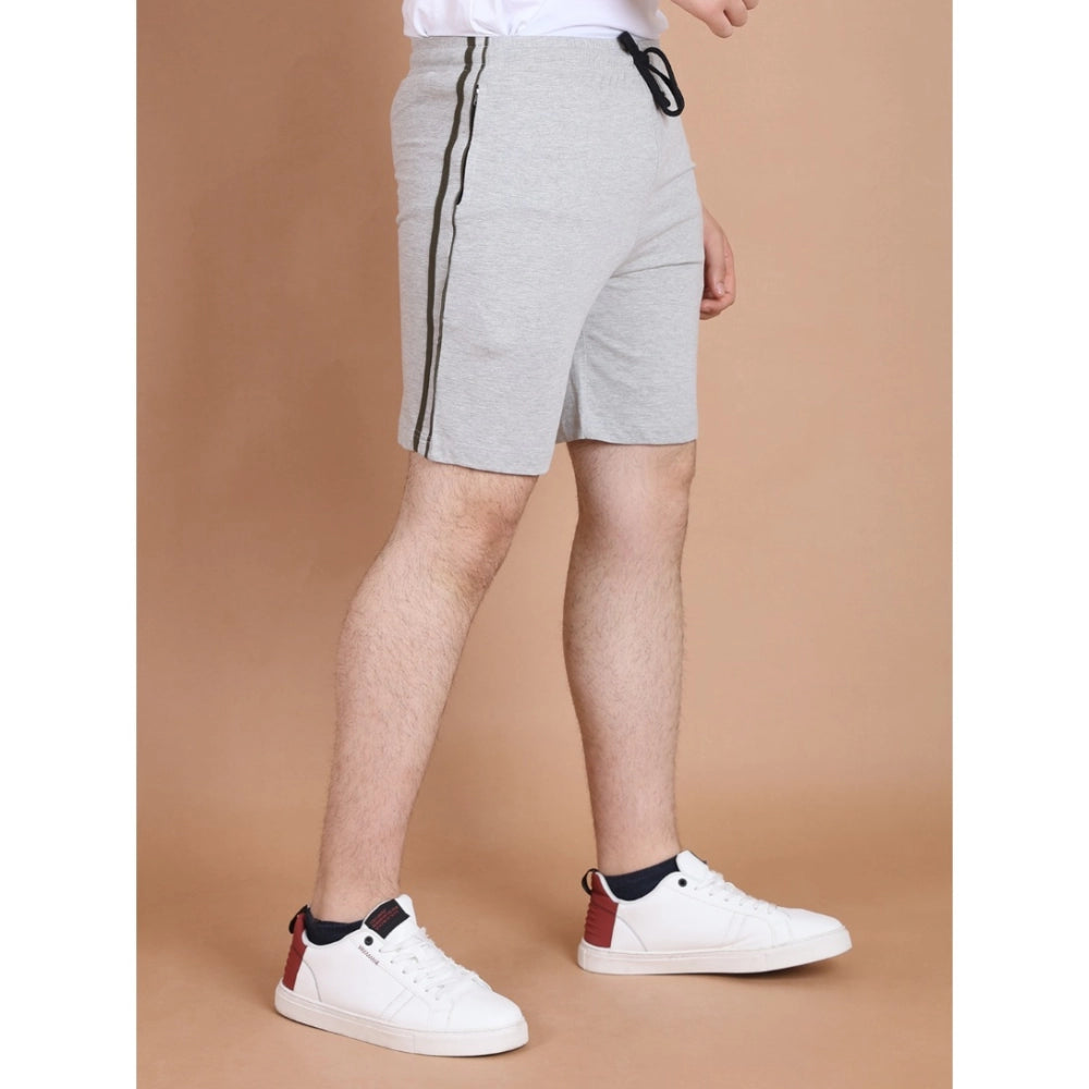 Amfyn Men's Casual Cotton Striped Above knee Shorts (Greymelange)