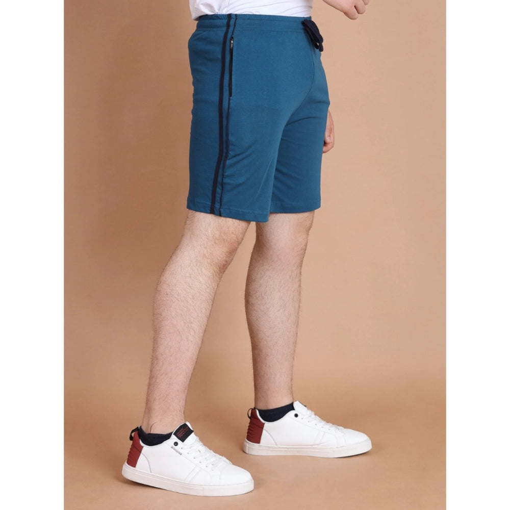 Amfyn Men's Casual Cotton Striped Above knee Shorts (Blue)