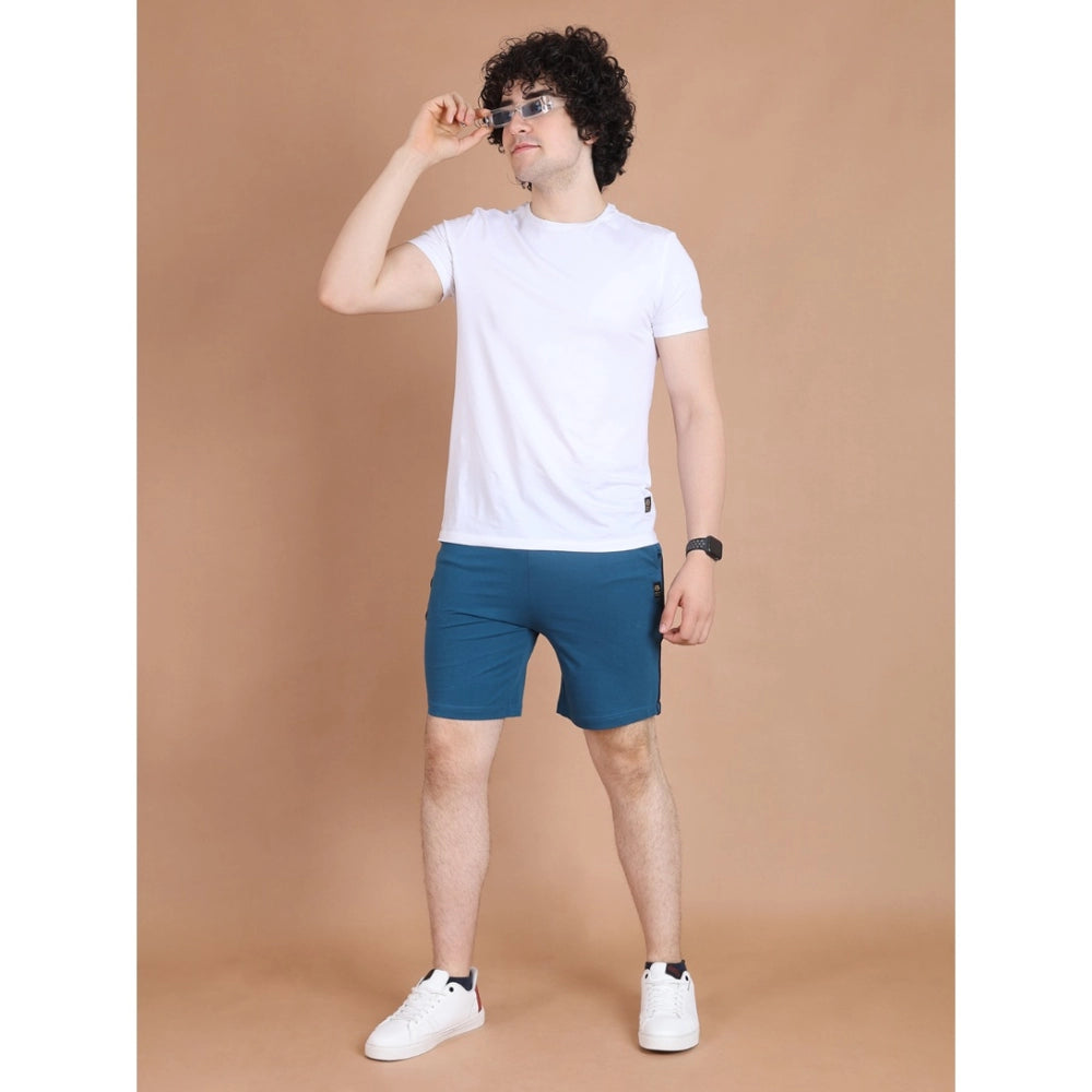 Amfyn Men's Casual Cotton Striped Above knee Shorts (Blue)