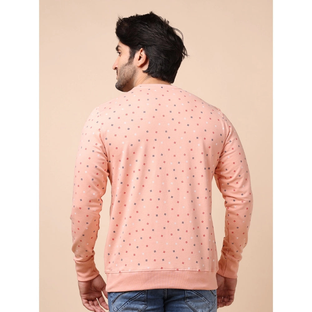 Amfyn Men's Casual Cotton Printed Round Neck Full Sleeve Sweat Shirt (Peach)
