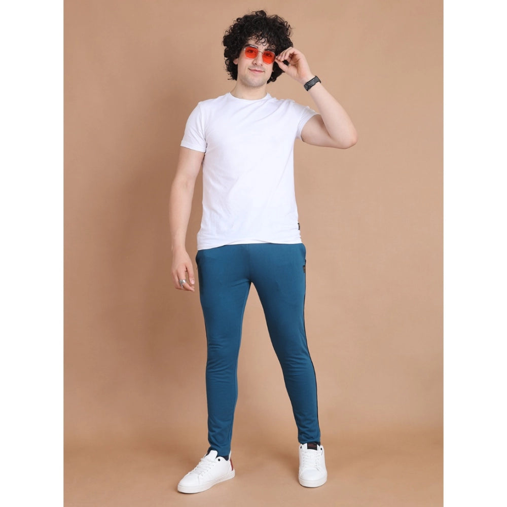 Amfyn Men's Casual Cotton Striped Full Length Track Pant (Blue)