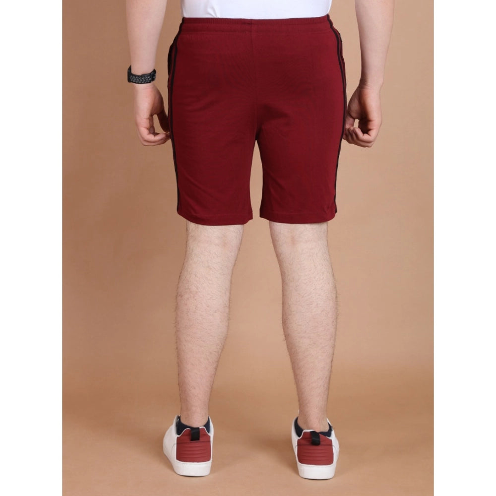 Amfyn Men's Casual Cotton Striped Above knee Shorts (Maroon)