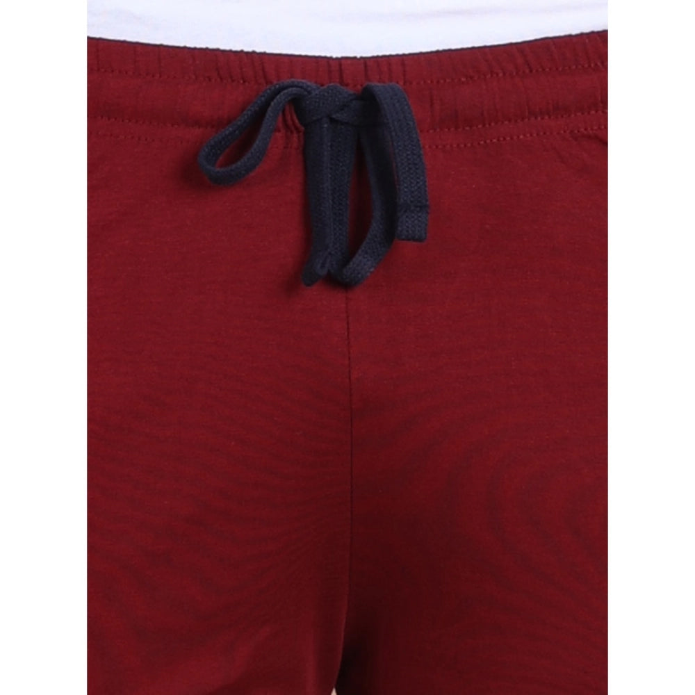 Amfyn Men's Casual Cotton Striped Above knee Shorts (Maroon)