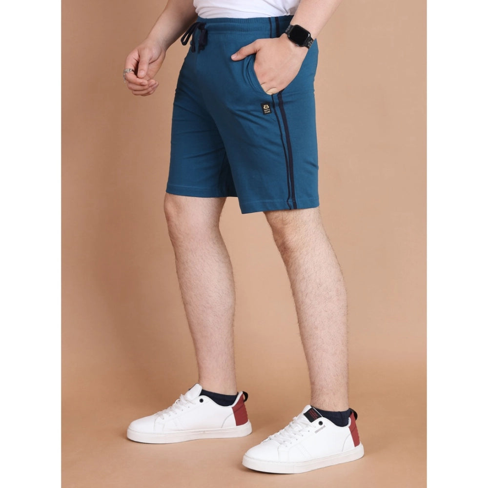 Amfyn Men's Casual Cotton Striped Above knee Shorts (Blue)