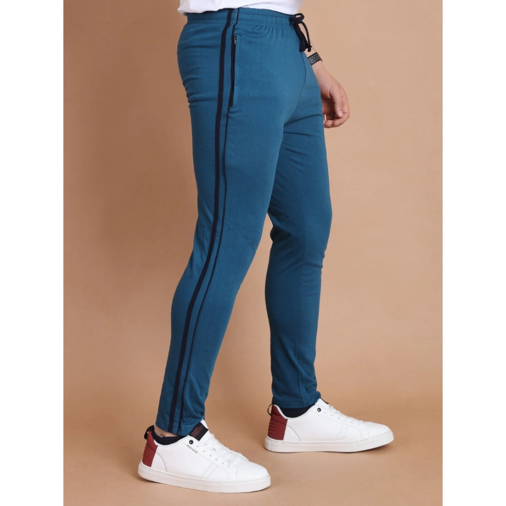 Amfyn Men's Casual Cotton Striped Full Length Track Pant (Blue)