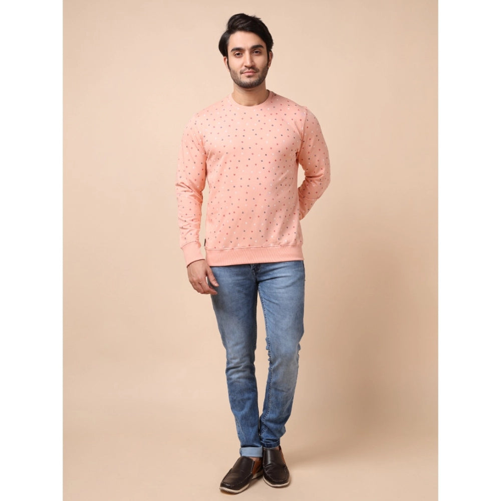 Amfyn Men's Casual Cotton Printed Round Neck Full Sleeve Sweat Shirt (Peach)