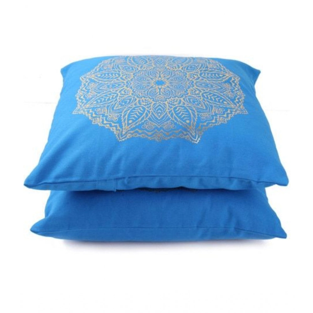 Amfyn Pack Of_2 Cotton Printed Cushion Cover Sets (Blue, Size: 16x16 In)