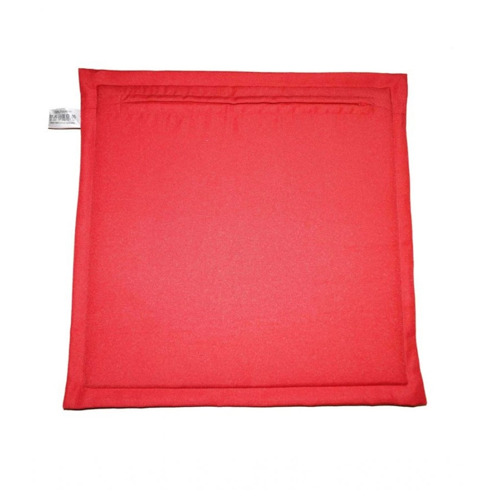 Amfyn Pack Of_4 Polyester Solid Chairpads (Red, Size: 16x16 In)