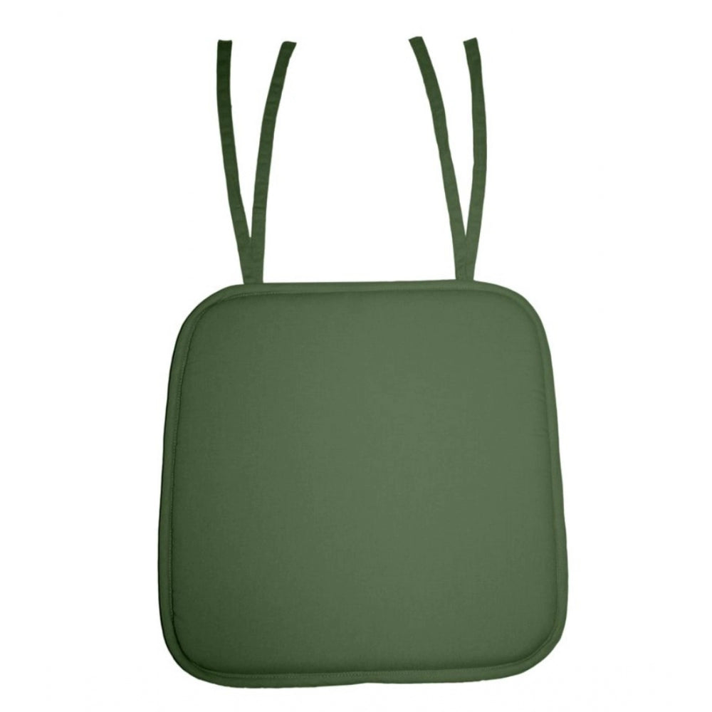 Amfyn Pack Of_4 Cotton Blended Solid Chairpads (Green, Size: 15x15 In)