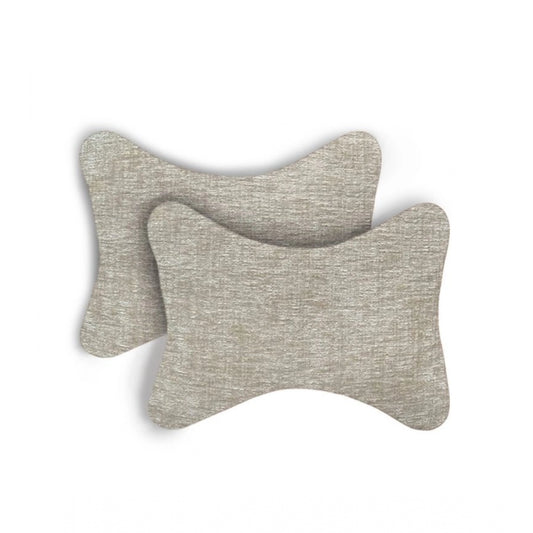 Amfyn Pack Of_2 Faux Leather Solid Bone Neck Pillow (Cream, Size: 6x10 In)