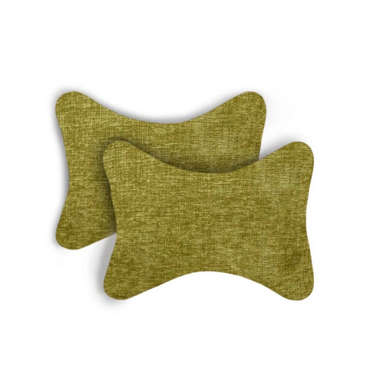 Amfyn Pack Of_2 Polyester Solid Bone Neck Pillow (Green, Size: 7x11 In)