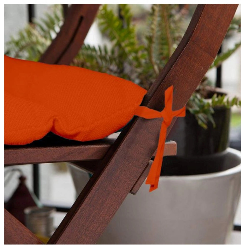 Amfyn Cotton Blended Solid Chair Cushions (Orange, Size: 16x16 In)
