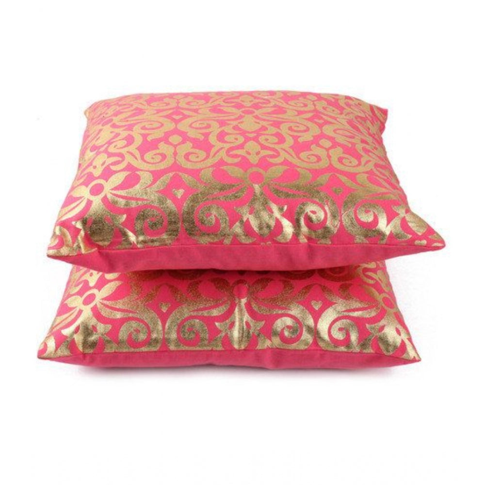 Amfyn Pack Of_2 Cotton Printed Cushion Cover Sets (Red, Size: 16x16 In)