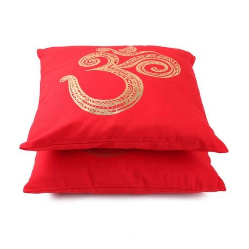 Amfyn Pack Of_2 Cotton Printed Cushion Cover Sets (Red, Size: 16x16 In)