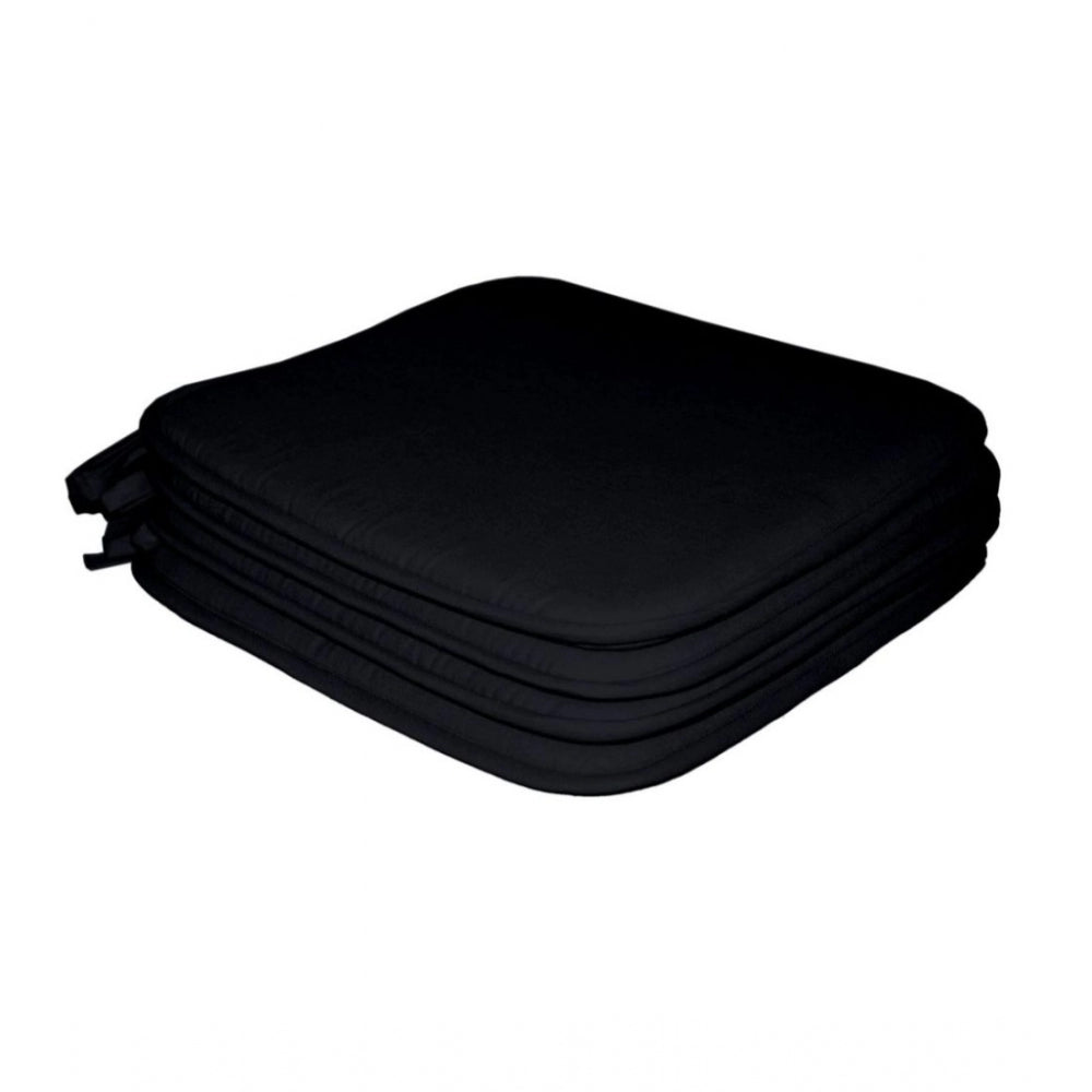 Amfyn Pack Of_4 Cotton Blended Solid Chairpads (Black, Size: 15x15 In)