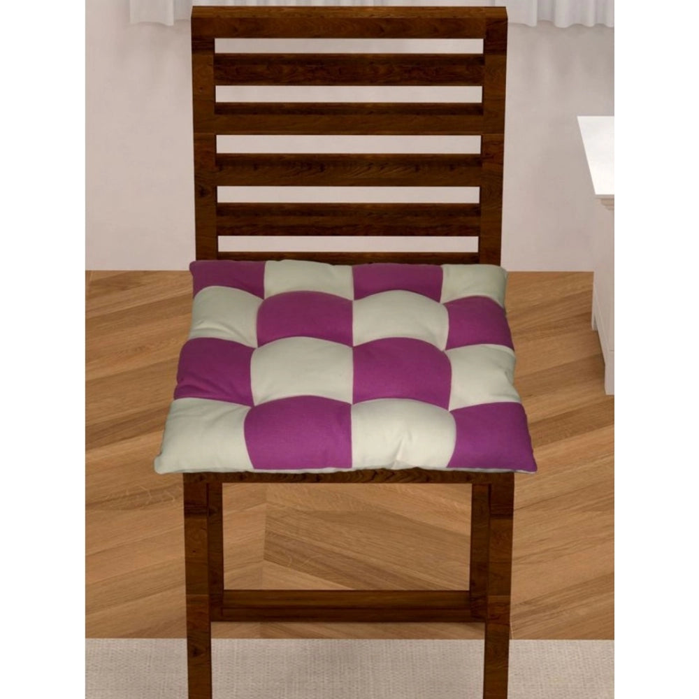 Amfyn Cotton Blended Solid Chair Cushions (Purple &amp; White, Size: 16x16 In)