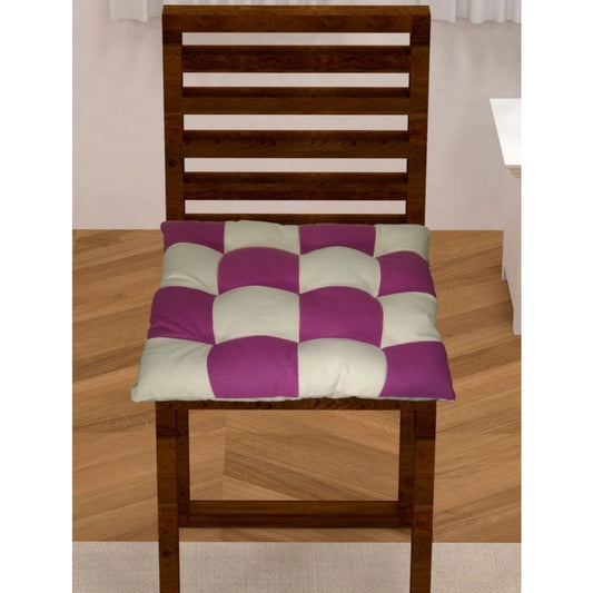Amfyn Cotton Blended Solid Chair Cushions (Purple &amp; White, Size: 16x16 In)