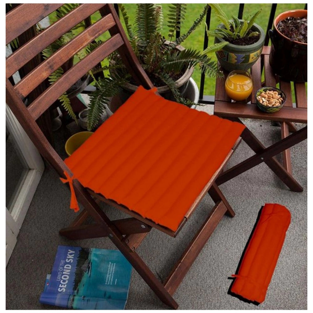 Amfyn Cotton Blended Solid Chair Cushions (Orange, Size: 16x16 In)
