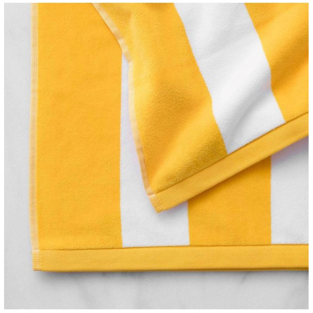 Amfyn Cotton Solid Bath Towels (Yellow &amp; White, Size: 36x71 In)