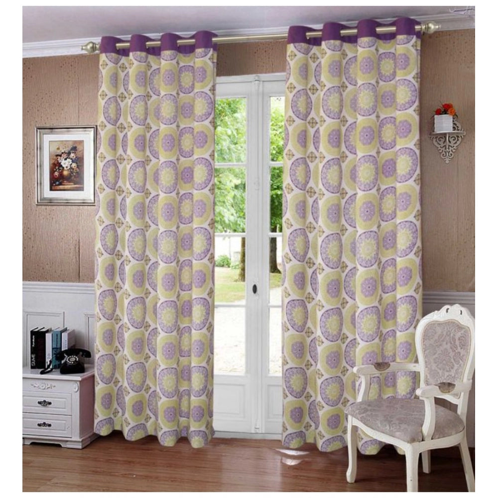 Amfyn Cotton Printed Curtains (Purple, Size: 54x90 In)