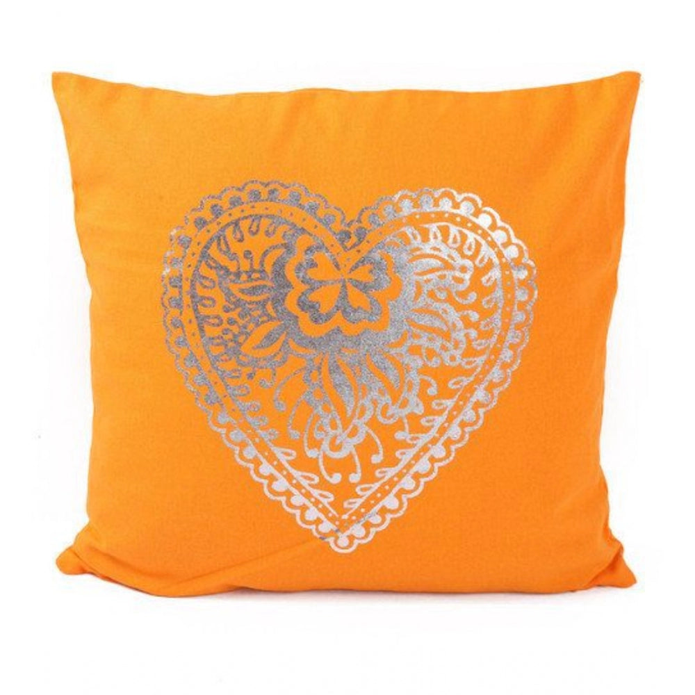 Amfyn Pack Of_2 Cotton Printed Cushion Cover Sets (Mustard, Size: 16x16 In)