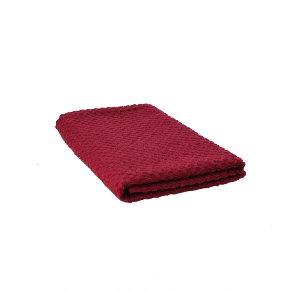 Amfyn Cotton Popcorn Weave Bath Towels (Maroon)